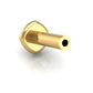 Gold titanium threaded flat back post on a white background