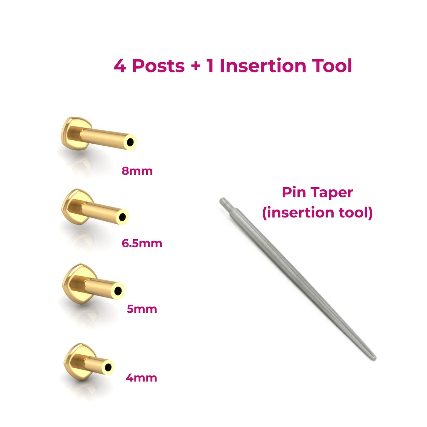 Flat Back Post Bundle in 14K Yellow Gold with Insertion Tool