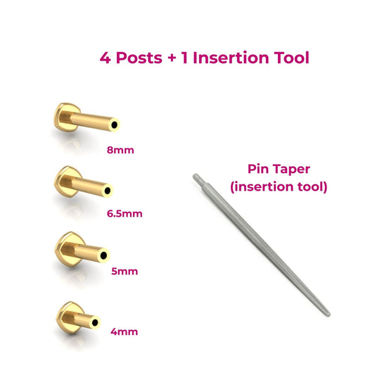 Flat Back Post Bundle in 14K Yellow Gold with Insertion Tool