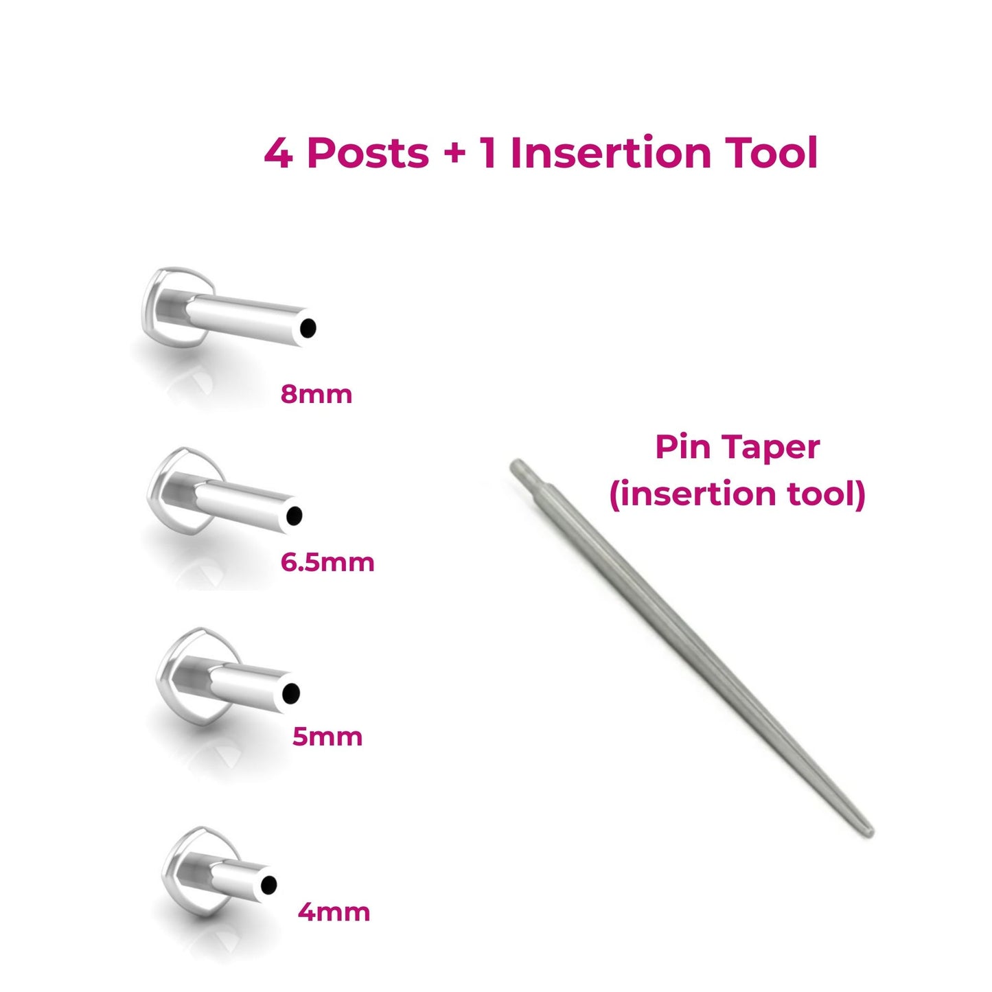 Flat Back Post Bundle in 14K White Gold with Insertion Tool