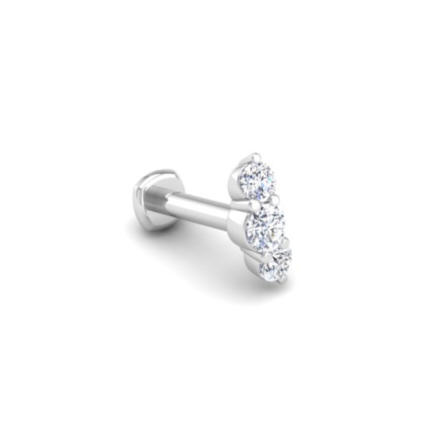 Triple-Threat Flat Back Stud in 14K White Gold