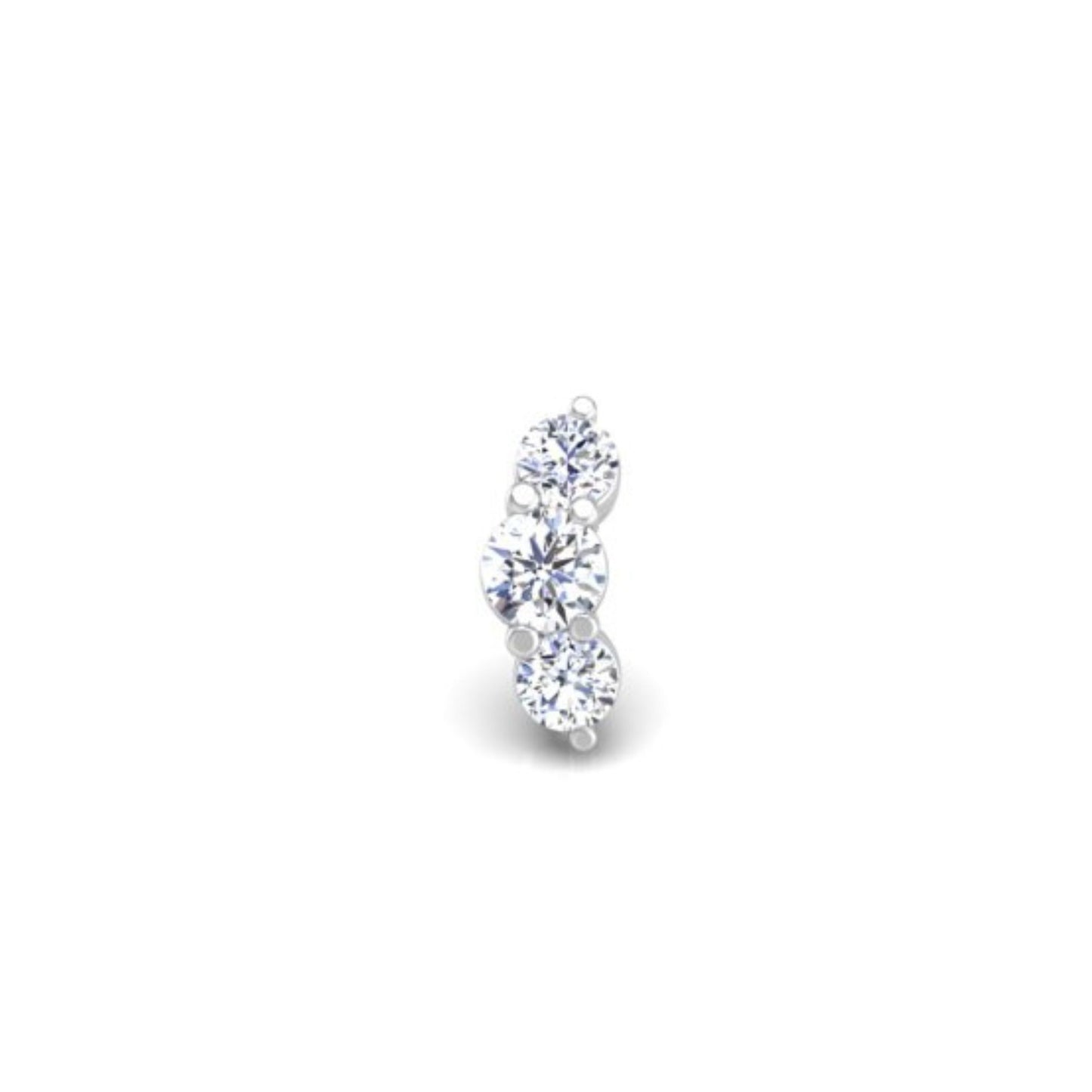 Triple-Threat Flat Back Stud in 14K White Gold