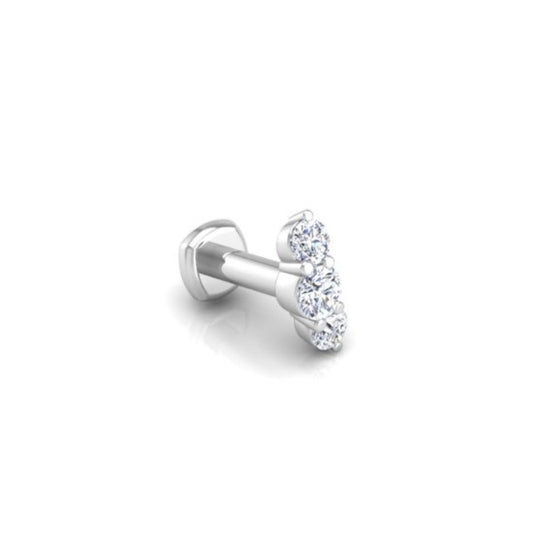 Triple-Threat Flat Back Stud in 14K White Gold