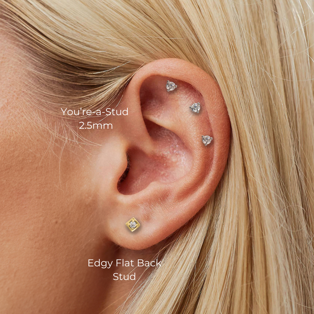 You're-a-Stud Flat Back Stud in 14K White Gold