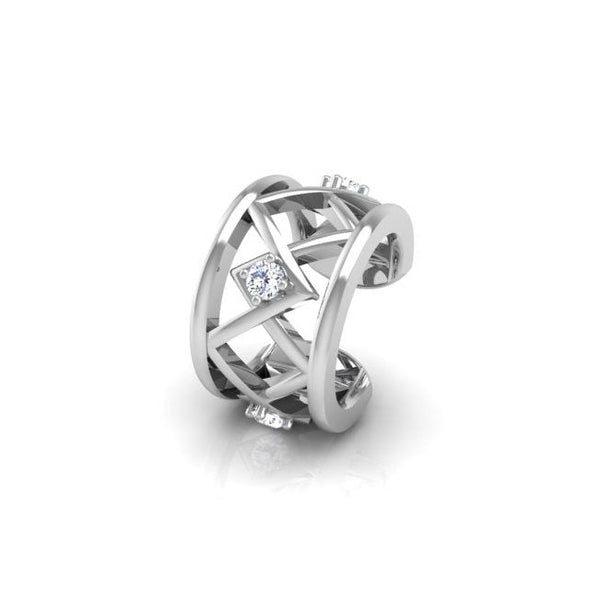 Sterling Silver Diamond Ear Cuff | Wide Ear Cuff
