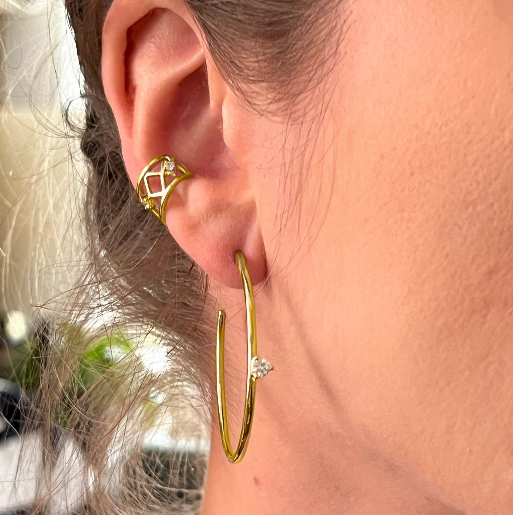 10k Gold ear cuff Women earring selling - Arete oido de 10K