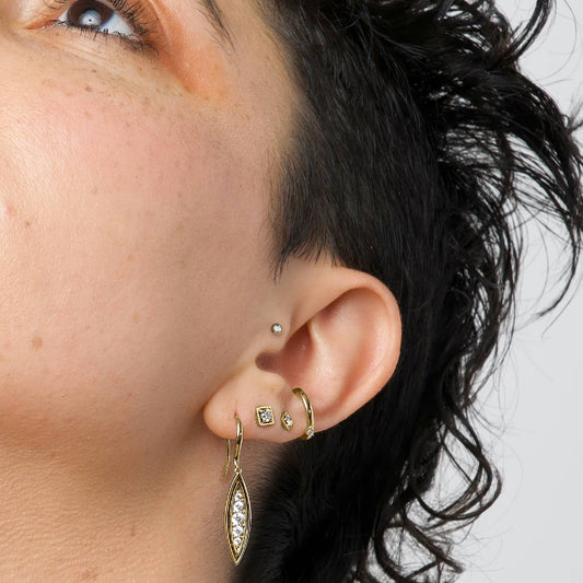 Deco Diamond Earrings in 14K Gold