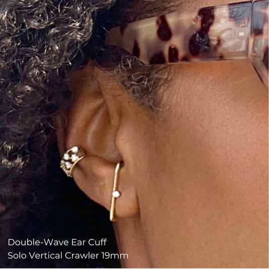 Double-Wave Diamond Ear Cuff