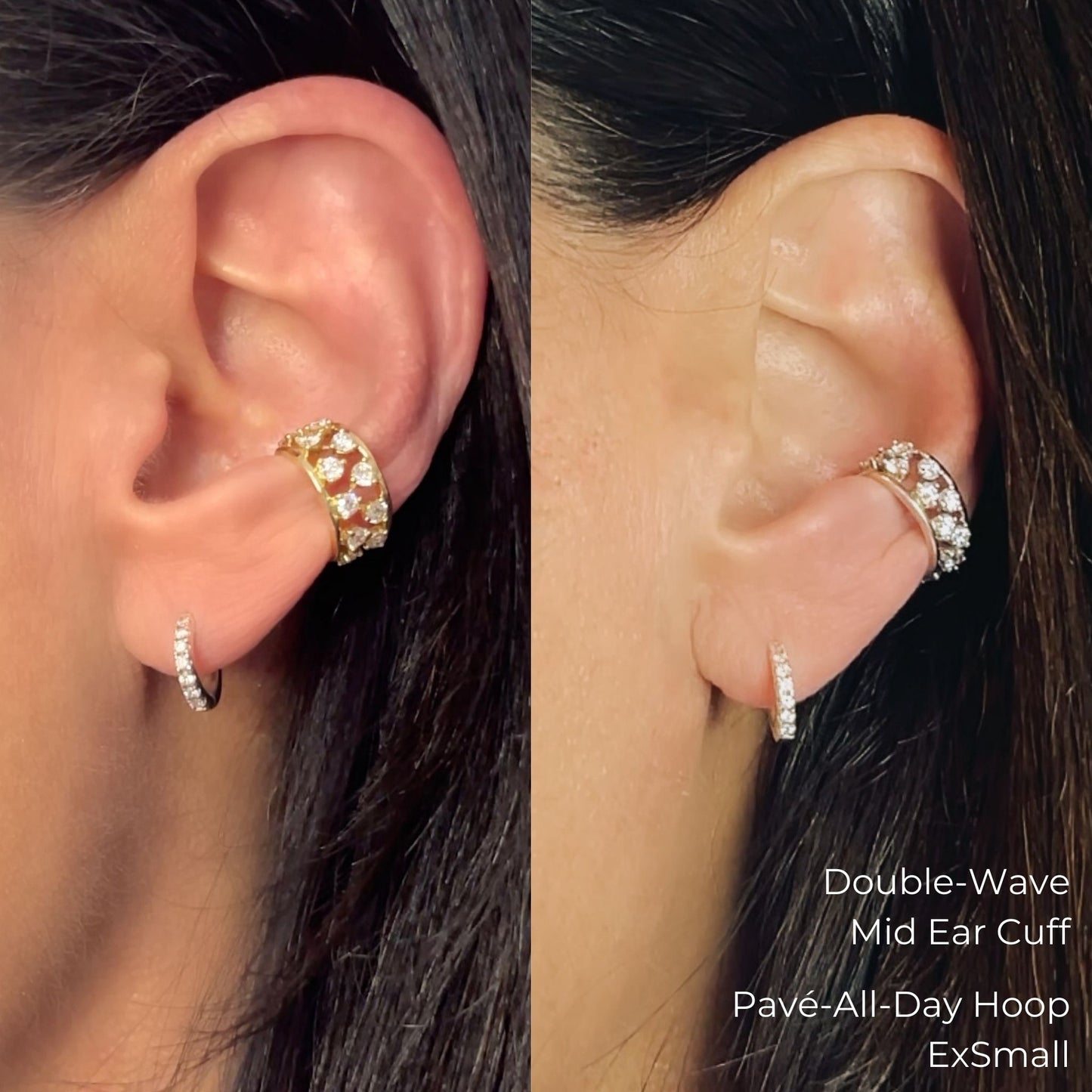 Double-Wave Diamond Ear Cuff