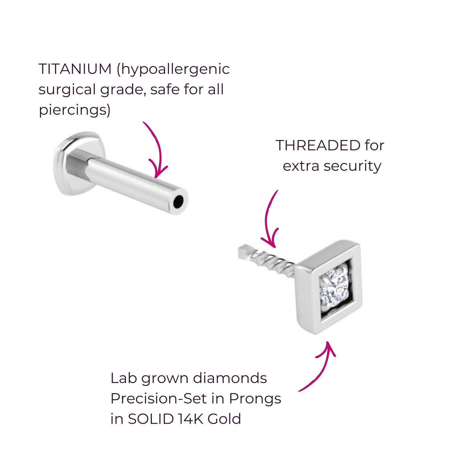 Edgy Diamond Flat Back Stud