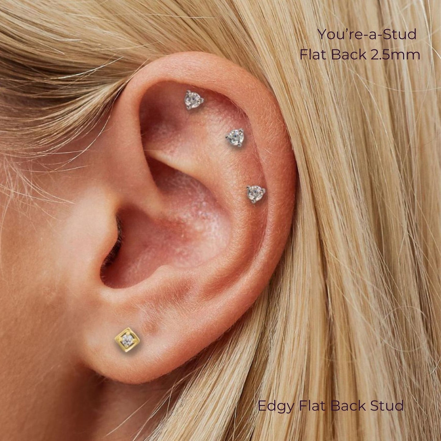 Edgy Diamond Flat Back Stud