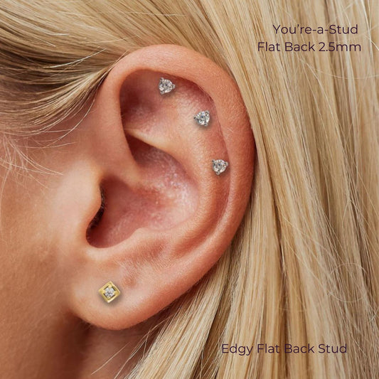 Edgy Diamond Flat Back Stud