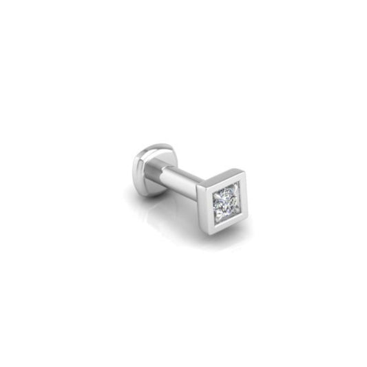 Edgy Flat Back Stud in 14K White Gold - Seed2Stone.com