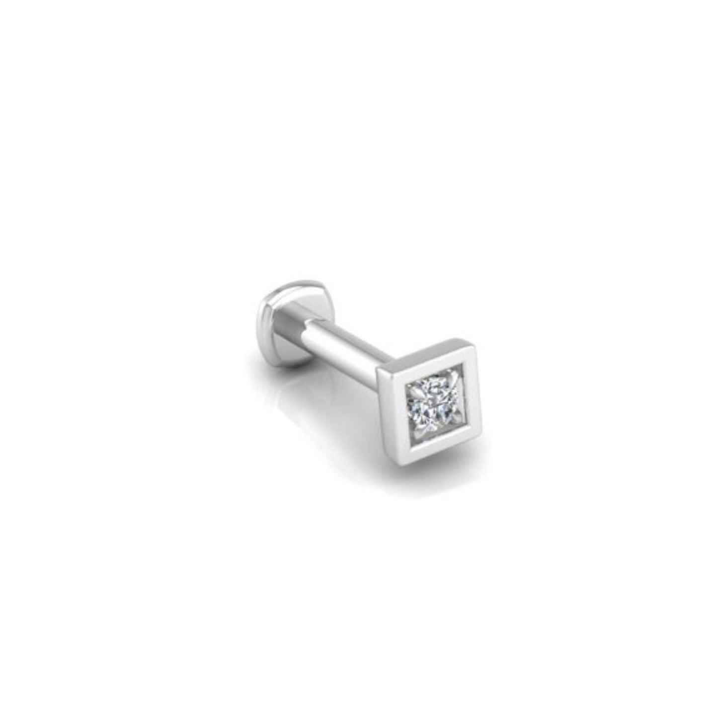 Edgy Flat Back Stud in 14K White Gold - Seed2Stone.com