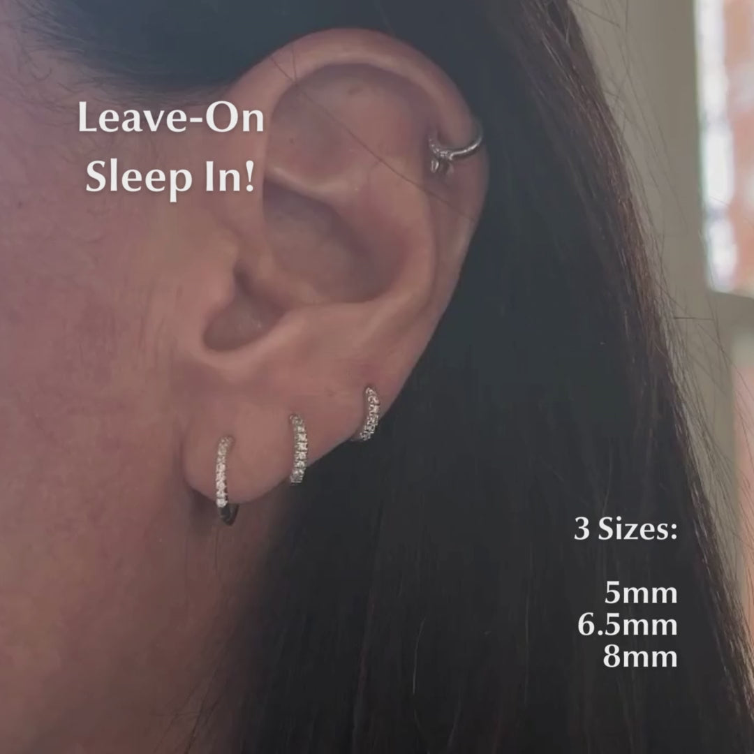 Pavé-all-Day Single Hoop in 14k White Gold