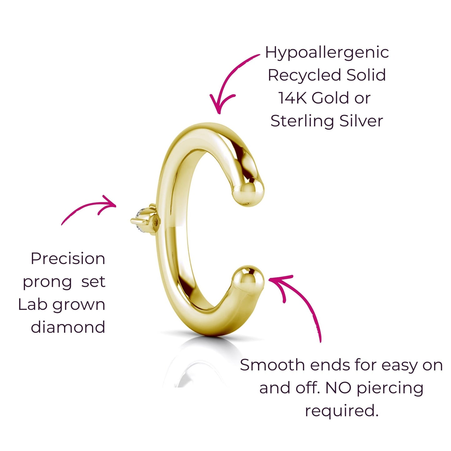 Solo Sparkle Diamond Ear Cuff