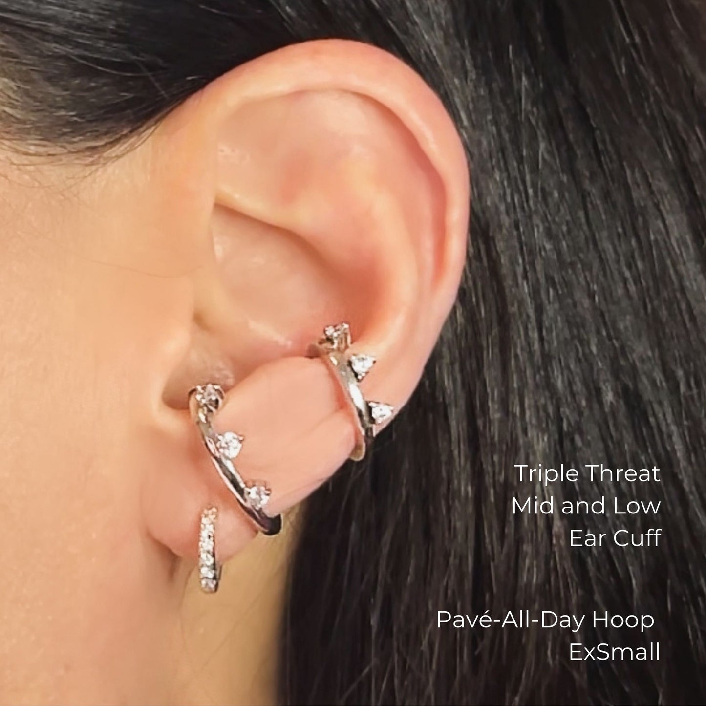 Triple-Threat Diamond Ear Cuff