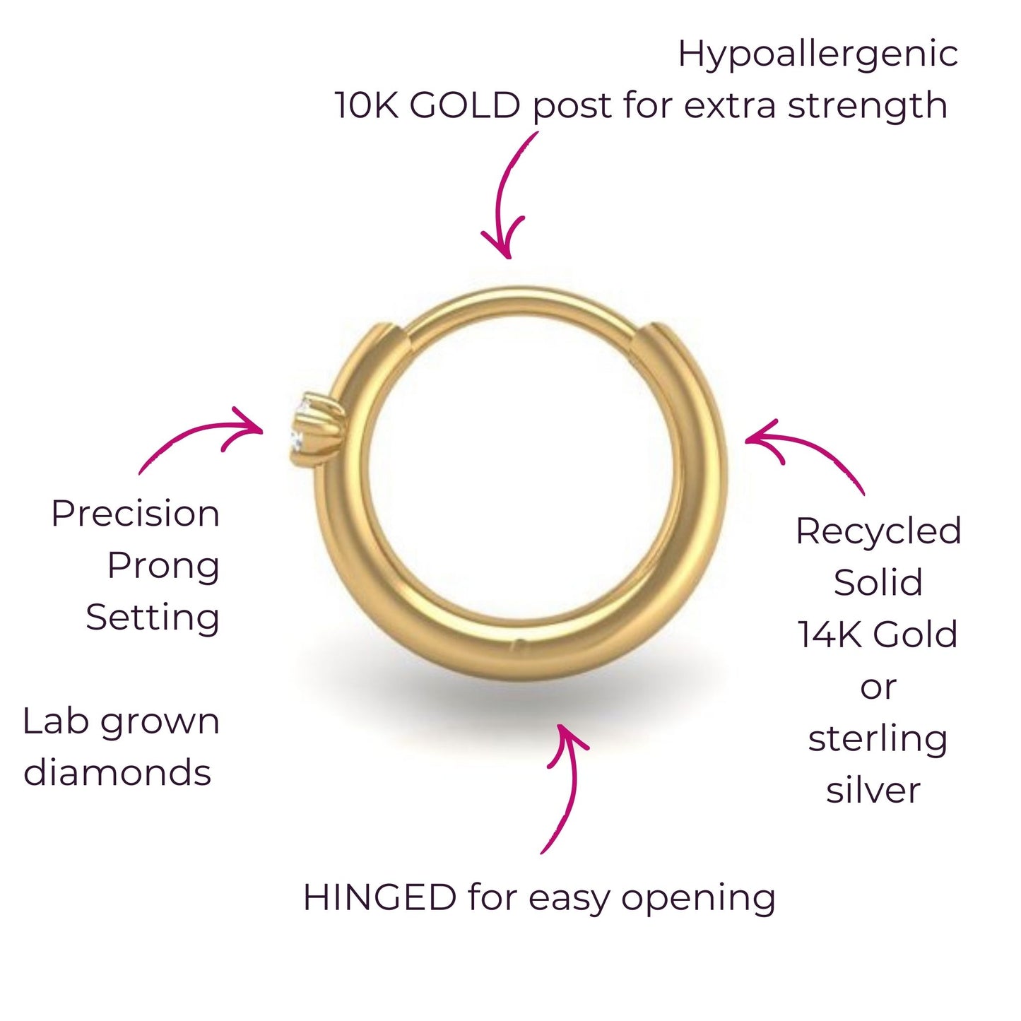 Twin Diamond Single Hoop