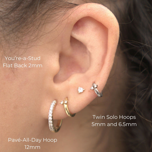 Twin Diamond Single Hoop