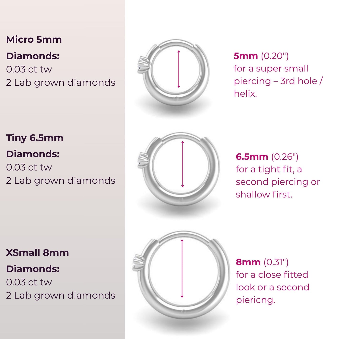 Twin Diamond Single Hoop