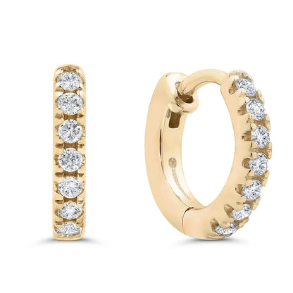 Pave-All-Day Diamond Hoops in 14K Gold