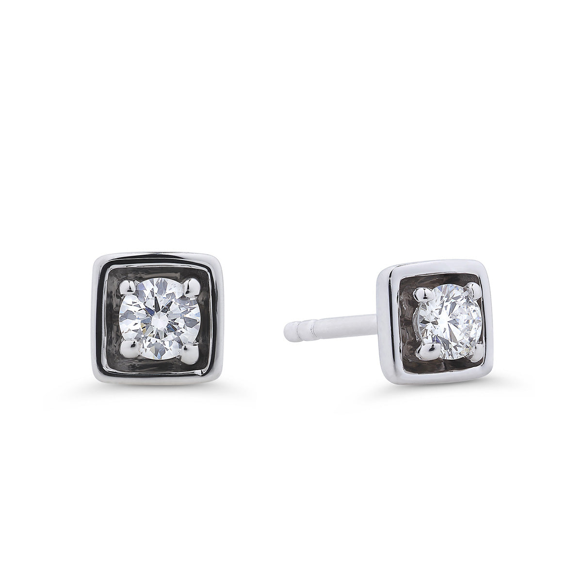 Edgy Diamond Studs in Sterling Sliver