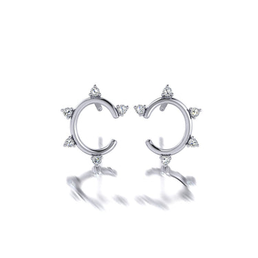 Mini Spiky Oval Diamond Earrings